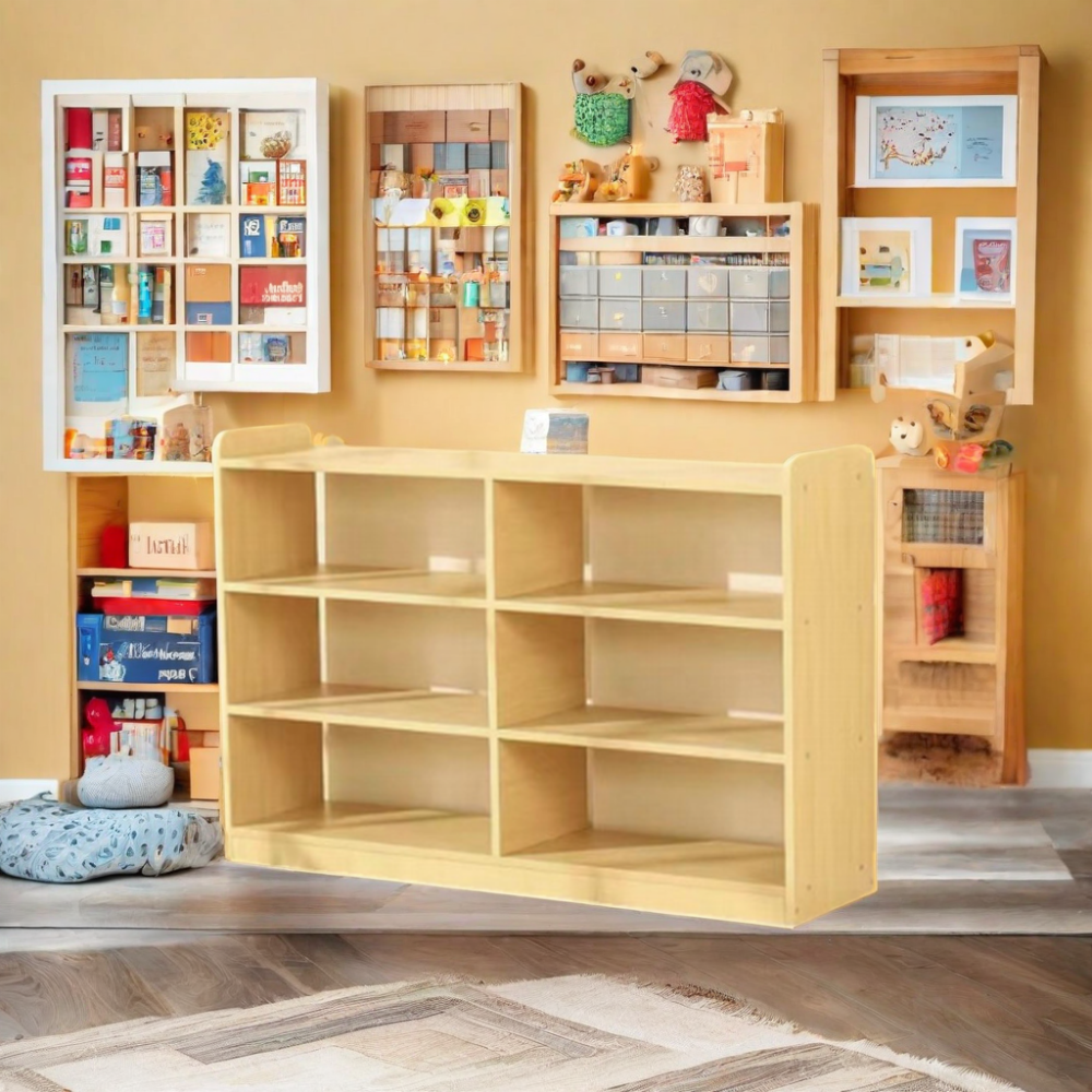 Solid Wood Toy Cabinet Combination Cabinet Children's Storage Area 6-cube Corner Cabinet  Toys  organizer