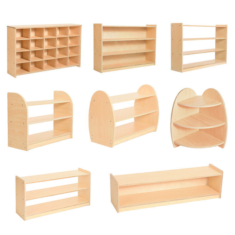 3 Shelf Wood Cabinet Storage For Toddlers Customized Wood School Furniture