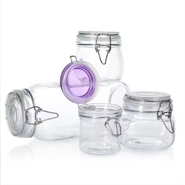 Glass Food Storage Jars With Metal Clip Glass Jars Supplier Swing Top Glass Storage Jar