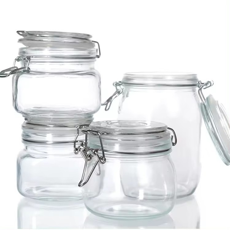 Glass Food Storage Jars With Metal Clip Glass Jars Supplier Swing Top Glass Storage Jar