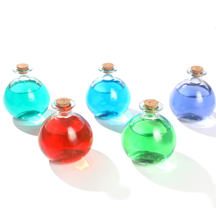 250ml Round Glass Bottles Clear Potion Bottles Decorative Glass Bottles with Cork Stoppers