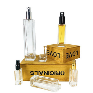 Luxury Square Perfume Spray Bottle 7ml 10ml 30ml50ml 100ML Transparent Rectangular Glass Bottle