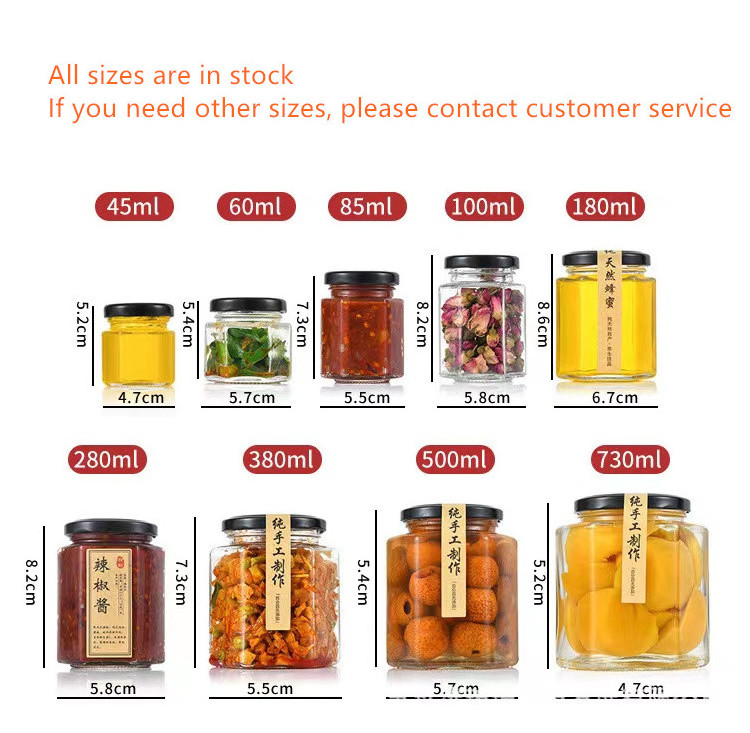 In stock jam jars glass jar 1 oz 3 oz 6 oz 9 oz 12 oz 17 oz 24 oz glass jar for honey