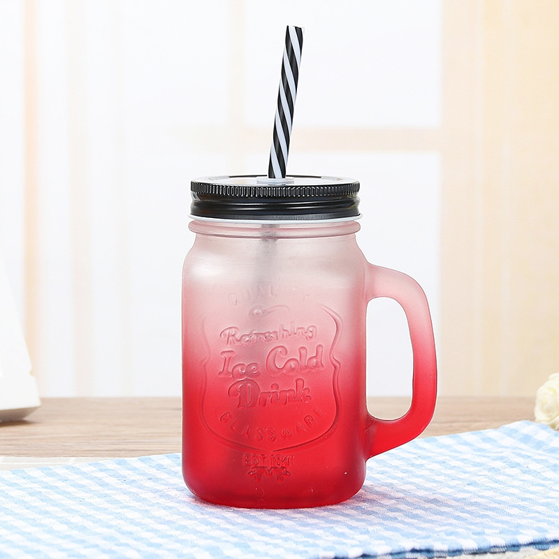 JM Food Grade Bestselling Wholesale 4oz 8oz 12oz 16oz 25oz 32oz Glass Soda Juice Water Mason Bottle Jar Mug with Lid and Straw