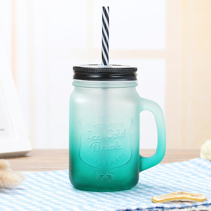 JM Food Grade Bestselling Wholesale 4oz 8oz 12oz 16oz 25oz 32oz Glass Soda Juice Water Mason Bottle Jar Mug with Lid and Straw