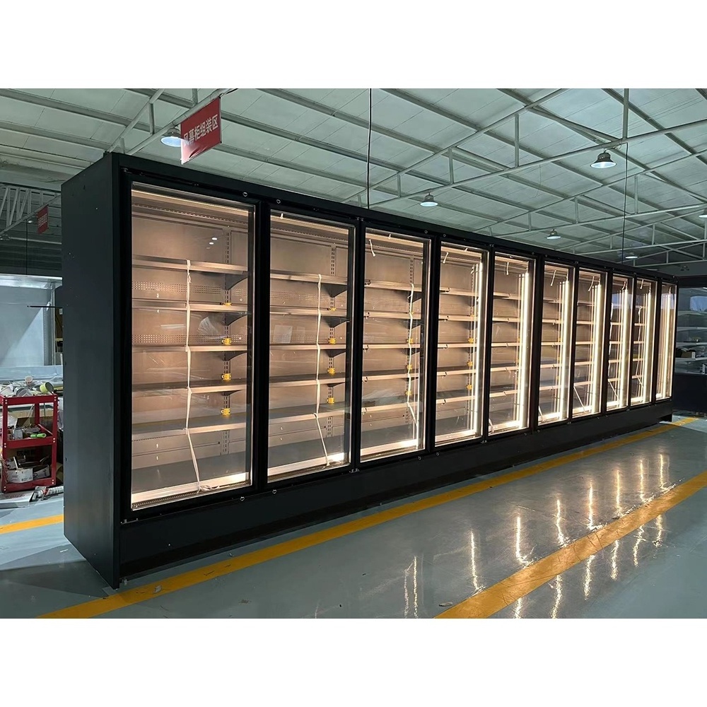 Supermarket Commercial Store Glass Door Vertical Upright Cold Wall Display Cooler Refrigerator Fridge Chiller Freezer