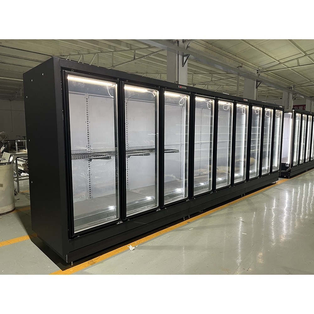 Supermarket Commercial Store Glass Door Vertical Upright Cold Wall Display Cooler Refrigerator Fridge Chiller Freezer