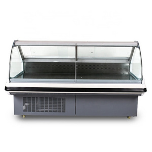 Commercial Front Open Door  Meat Showcase Refrigerator Freezer Display Fridge With Hanging Glass