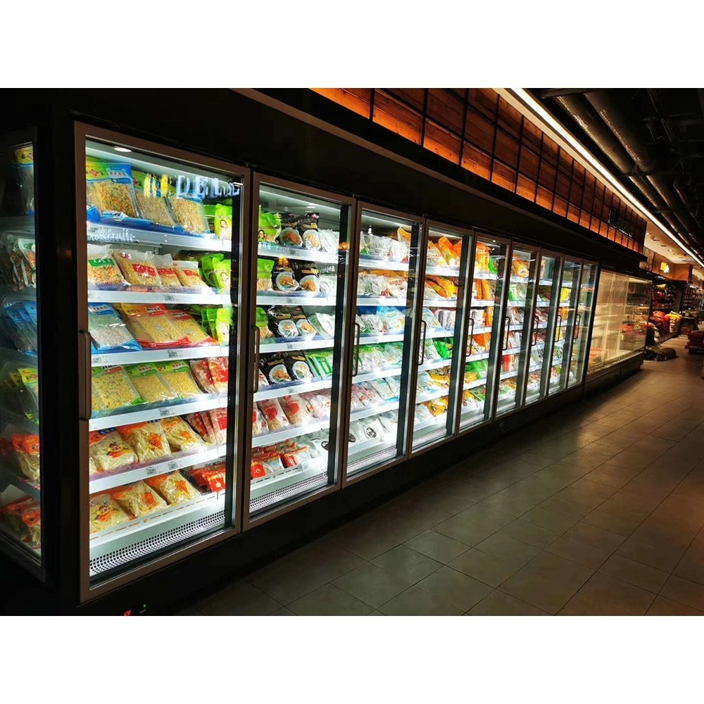 Supermarket Commercial Store Glass Door Vertical Upright Cold Wall Display Cooler Refrigerator Fridge Chiller Freezer