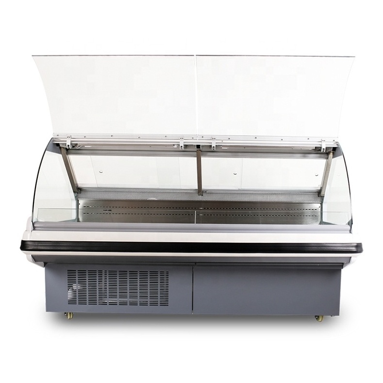 Commercial Front Open Door  Meat Showcase Refrigerator Freezer Display Fridge With Hanging Glass