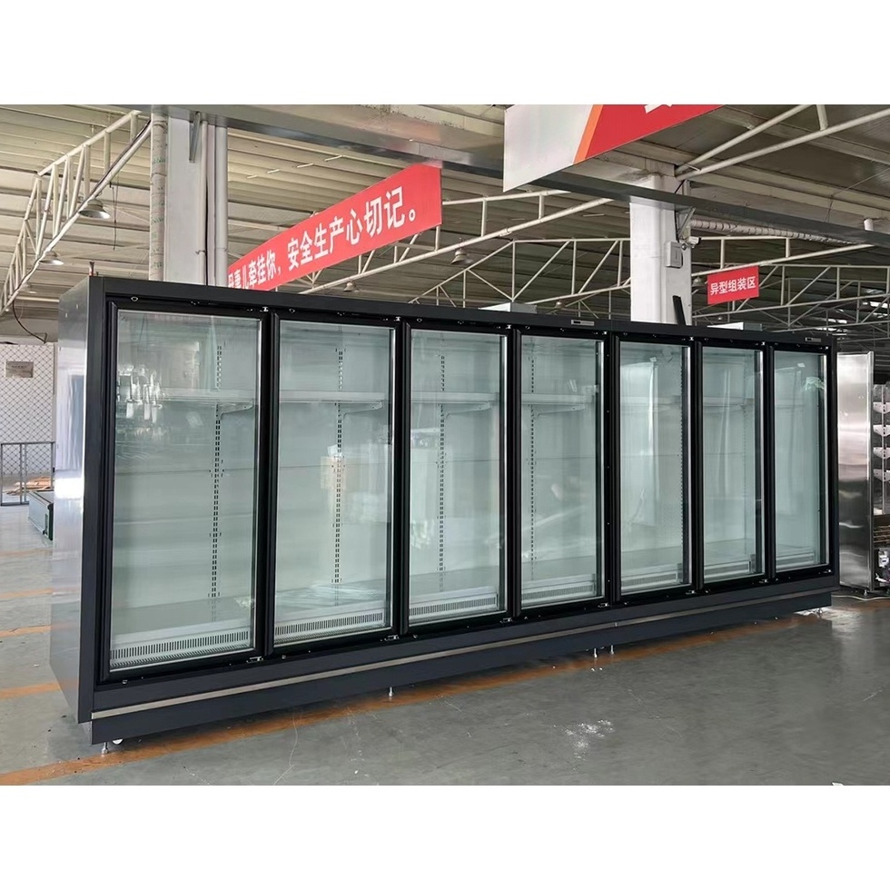 Supermarket 1000L Upright Glass Door Air Cooling Display Cooler Beverage Beer Flower Commercial Showcase Fridge Refrigerator