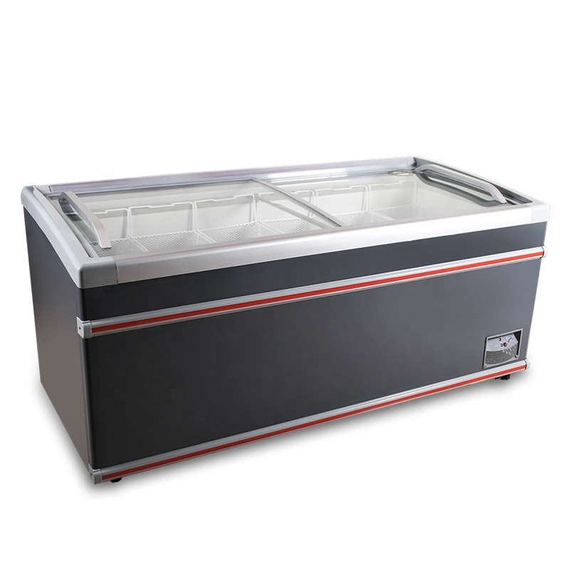 High quality meat frozen food combined open top island freezer display freezer for supermarket