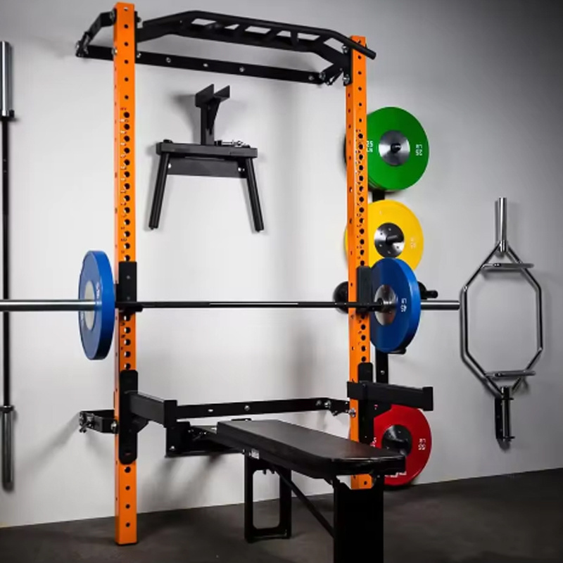 XOYOOU Space Saving Home Gym Fitness Equipment Wall folding back wall mount squat rack with Pull Up Bar