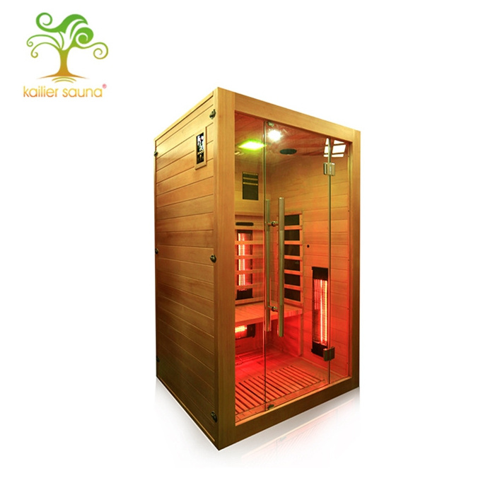 Canada hemlock/red cerdar low EMFcarbon fiber infrared sauna glass heater 2 person infrared sauna