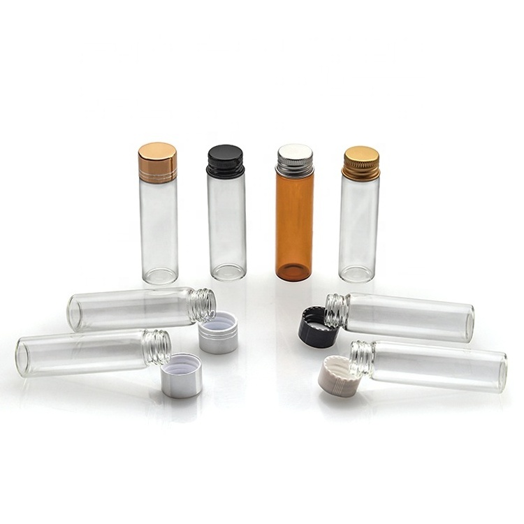 Wholesale Empty Glass Packaging Tube Vial 5ml 10ml 15ml 20ml 25ml Clear Amber Mini Glass Bottle With Aluminum Screw Cap