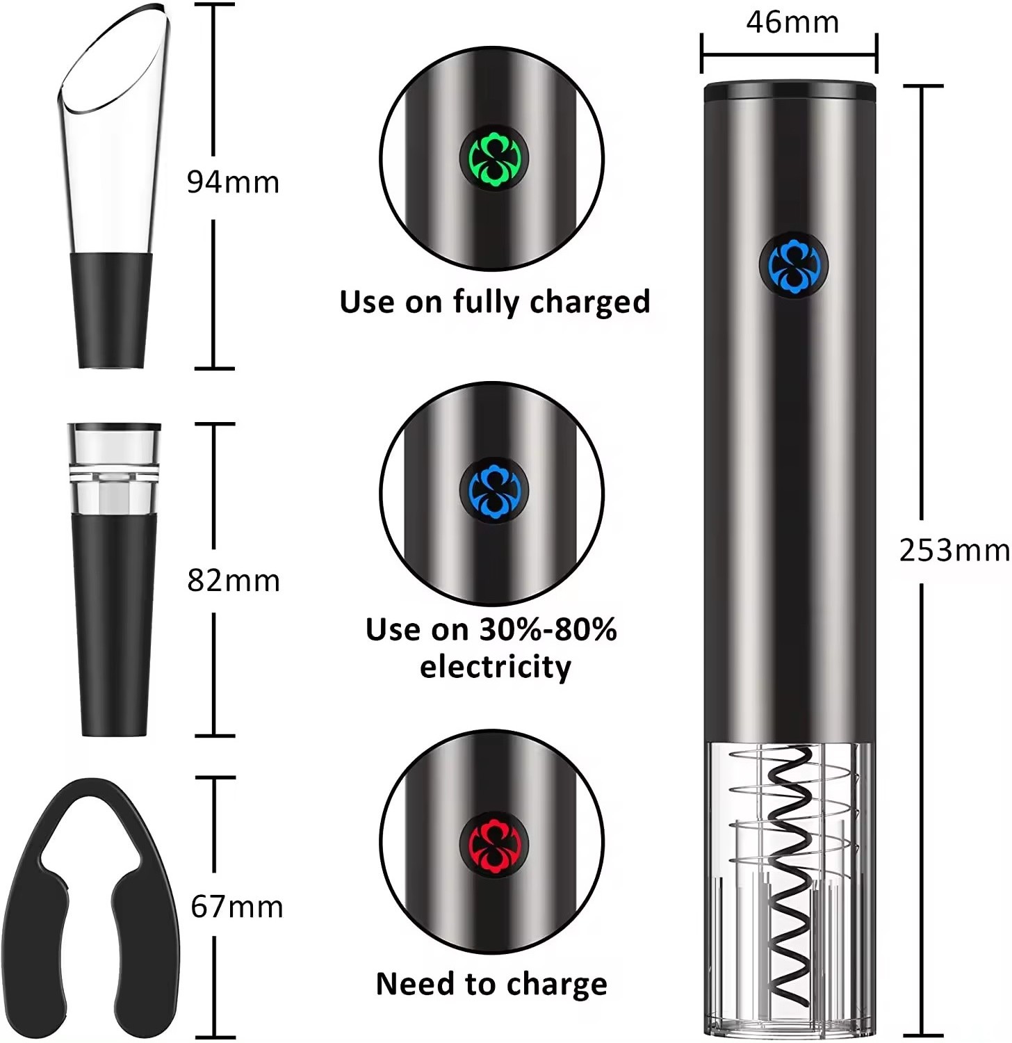 New Gadget 2024 Top Selling Gift Items Rechargeable One Button Electric Automatic Wine Opener Gift Set with Charging Stand