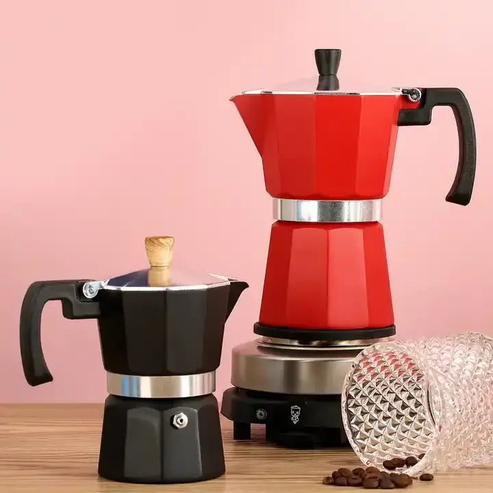 Hot selling Factory Price Italian Style Black Red Blue White Colored Induction Stovetop Aluminum Portable Espresso Coffee Maker