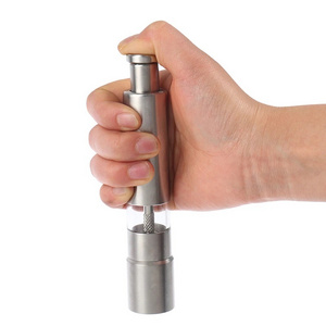 Stainless steel manual seasoning herb pepper grinder press crusher mini grinder freshly ground spice pepper mills