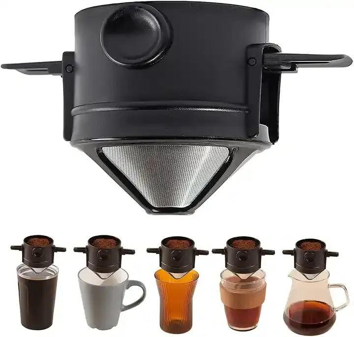 Reusable Coffee Filter 304 Stainless Steel Drip Coffee Tea Holder Funnel Baskets Portable Tea Infuser and Stand Coffee