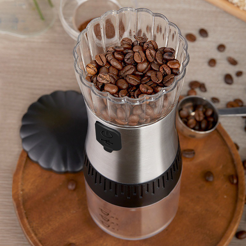 Flower electric coffee bean grinder portable small household grinder stainless steel automatic fresh coffee bean grinder