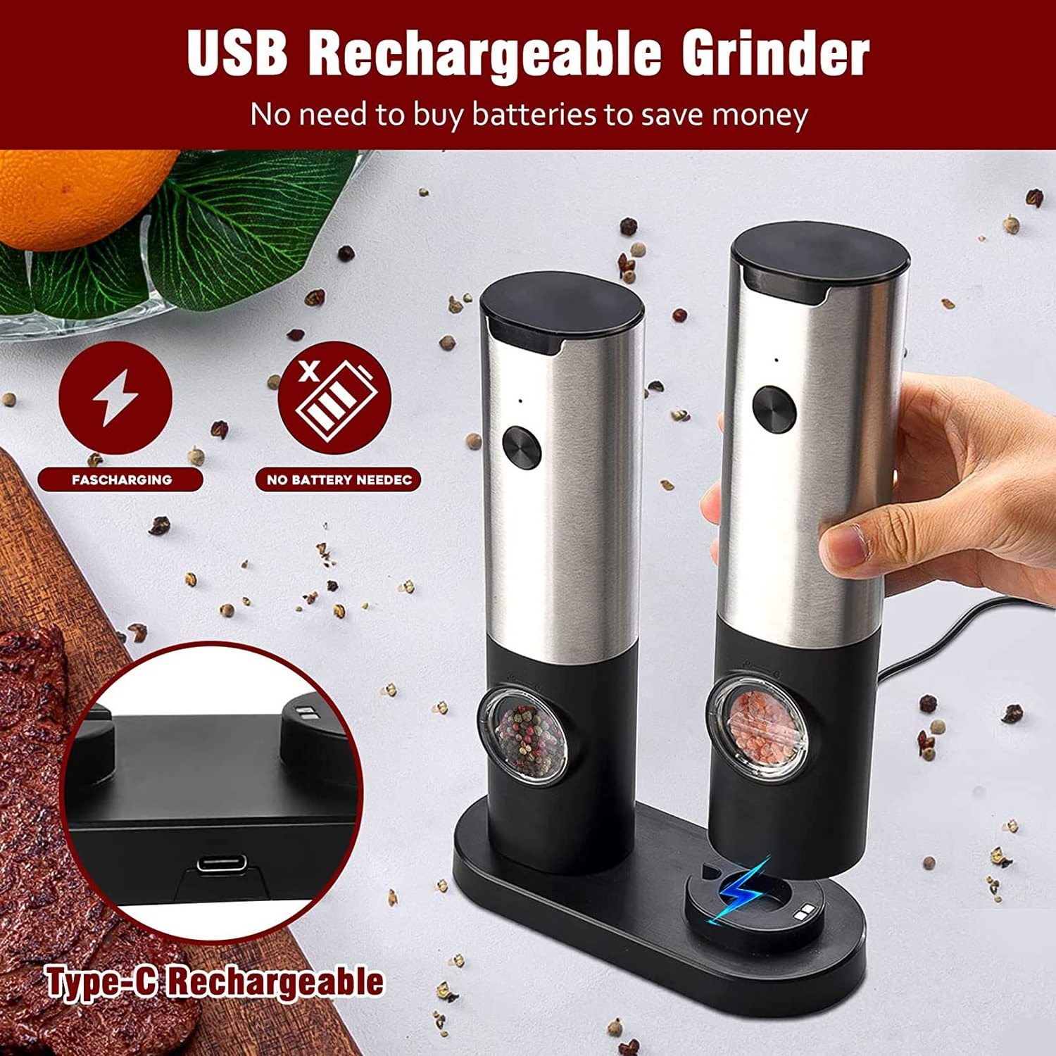 Popular Products 2024 Small Cordless Mini Coffee Bean Grinder Portable USB Electric Rechargeable Coffee Grinder For Coffee Bean