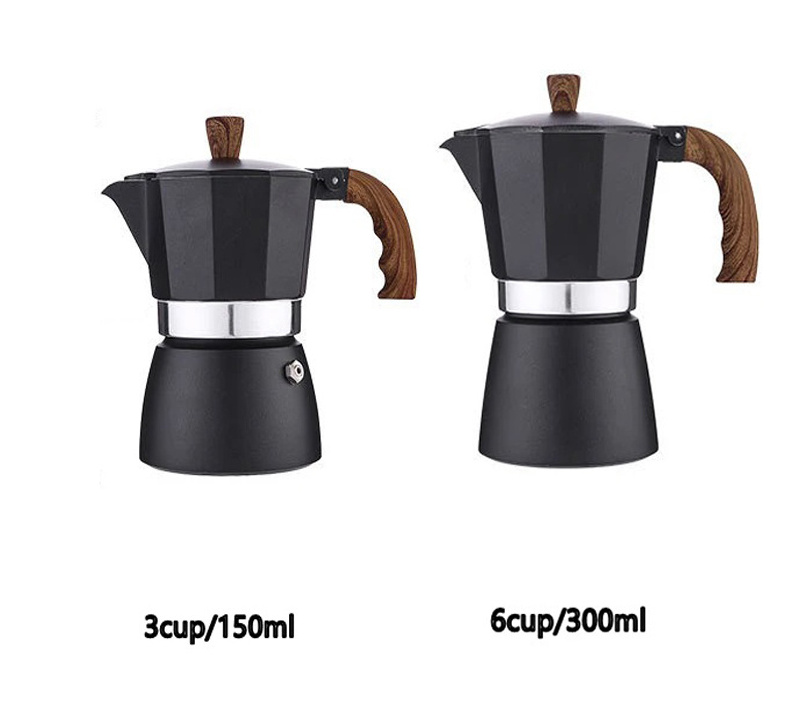 Black Aluminum Metal Moka Pot Coffee Maker with handle Espresso Coffee Pot