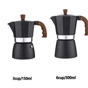 Black Aluminum Metal Moka Pot Coffee Maker with handle Espresso Coffee Pot