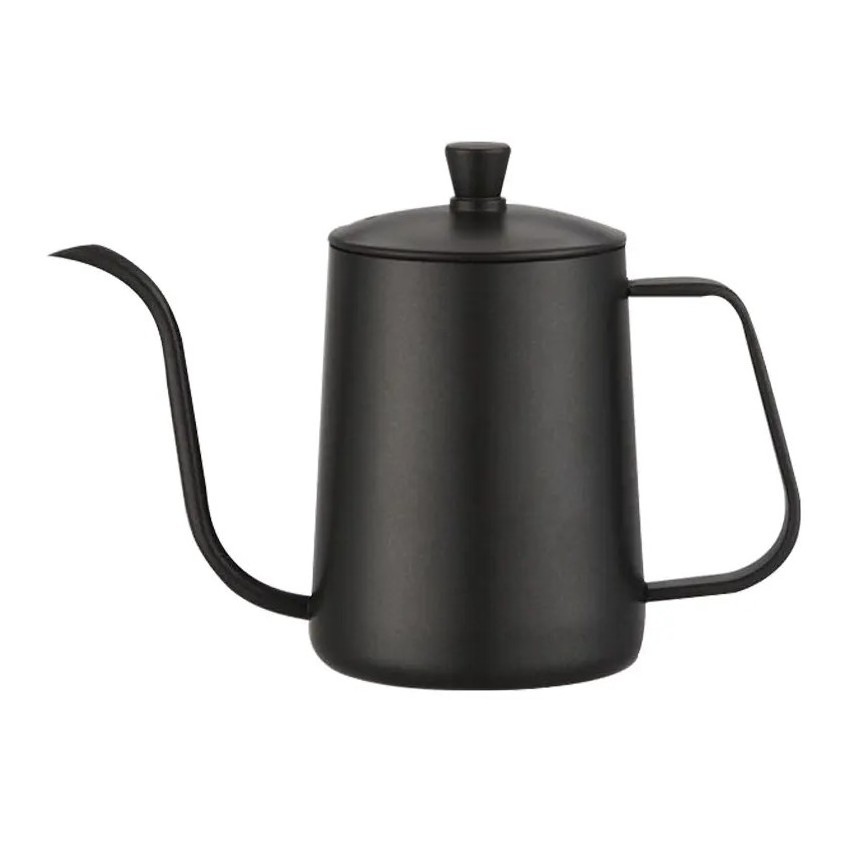 Hot selling 350/ 600ml black stainless steel tea coffee pour over kettle