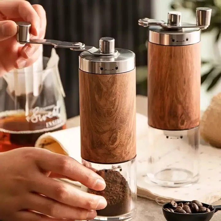 Hot selling Custom Stainless Steel Hand Crank Coffee Grinder with Ceramic Burrs Household Portable Manual Coffee Grinders Adjust