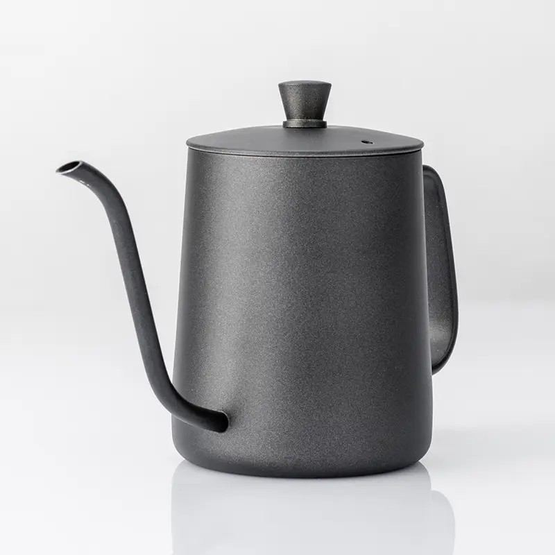 Hot selling 350/ 600ml black stainless steel tea coffee pour over kettle