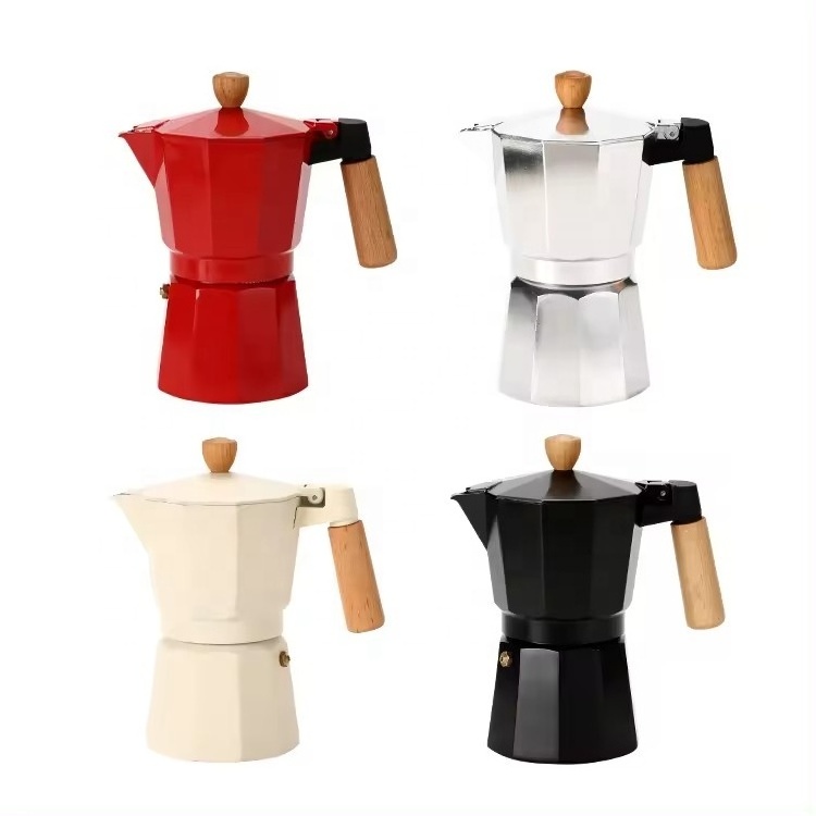 2024 Novelties 3/6 Cup Aluminium White Mini Portable Stove Top Espresso Mocha Moka Pot Coffee Maker