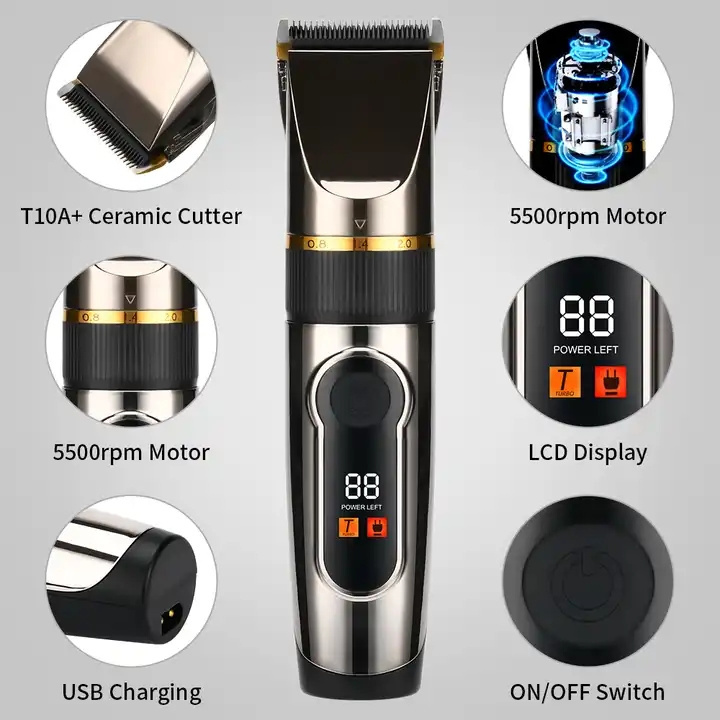 2024 New Hair Clippers For Men Cordless Led Electric Wet/Dry Hair Clippers Manufacturer Men Professional Trimmer