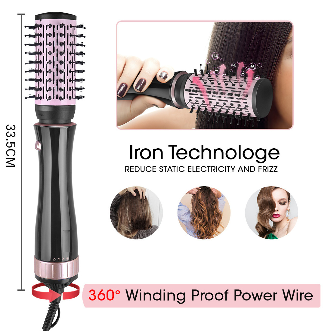 Professional 7 In 1 Hair Dryer Volumizing Brush Stock One Step Curling Hair Dryer Styler Electric Hot Air Brush Comb