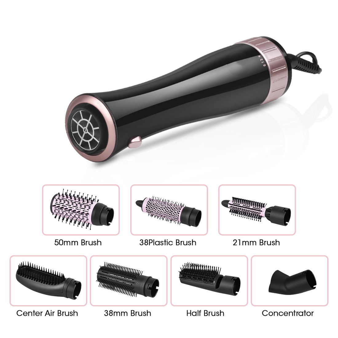 Professional 7 In 1 Hair Dryer Volumizing Brush Stock One Step Curling Hair Dryer Styler Electric Hot Air Brush Comb