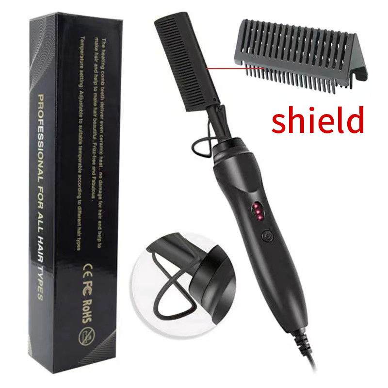 Hot comb bling Professional Ionic Titanium Alloy Blower Comb Hot Air Brush Blow Dryer Hair Straightener electric hair Comb