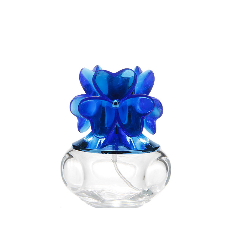 40ml 1.3oz clear round flower cap empty cosmetic packing screw spray refillable fragrance glass perfume bottle