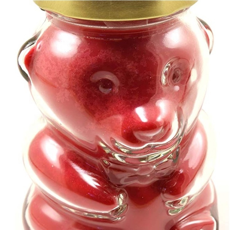 hot sale soy candle container 250ml cute teddy bear packaging 8oz honey jam airtight glass food jar with metal lug caps