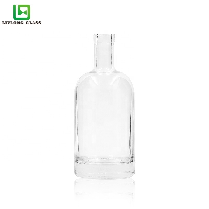 100ml 200ml 375ml 500ml 750ml 1000ml clear round empty flint glass liquor wine Whisky Vodka tequila bottle with sealed cork lid