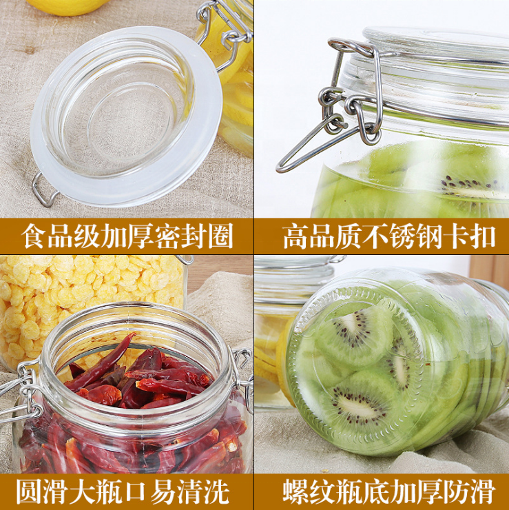 Hot sale 750ml round glass jar 25oz clip jar with clamp lid