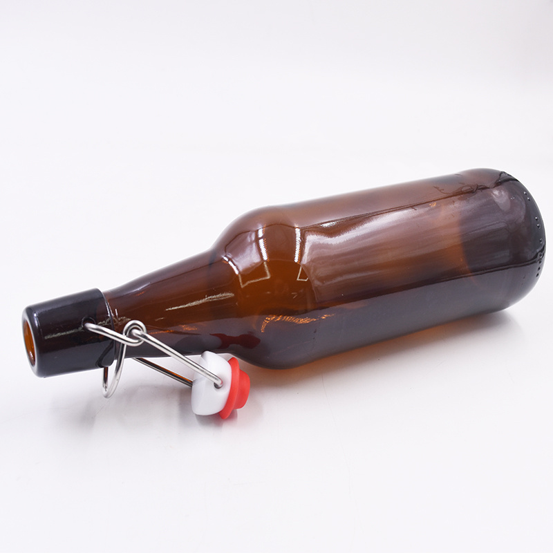 500ml 16 oz Home Amber Glass Beer Bottles with Flip Swing Top Caps