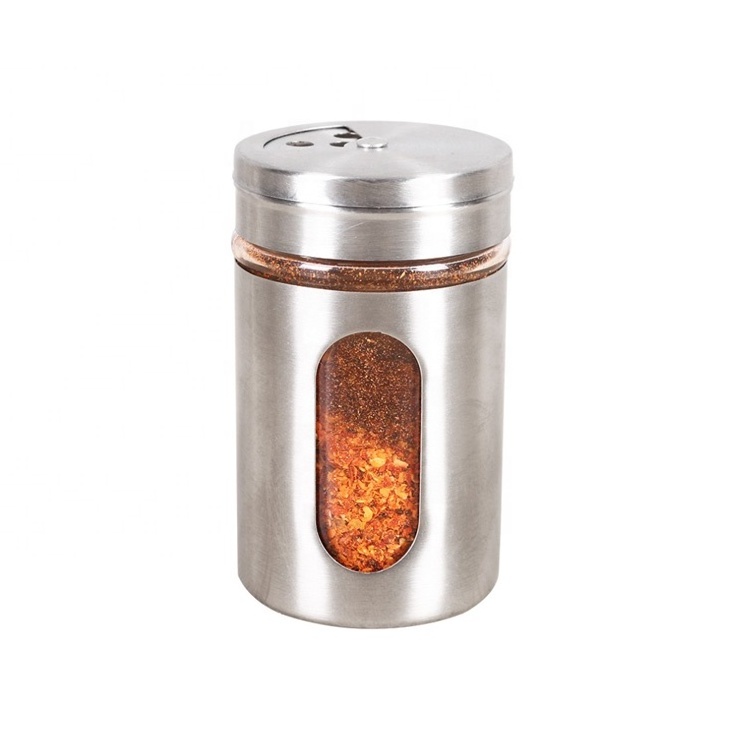 80ml salt jars 90ml pepper bottle 3oz empty kitchen spice glass container with stainless steel protective sleeve sifter hole lid