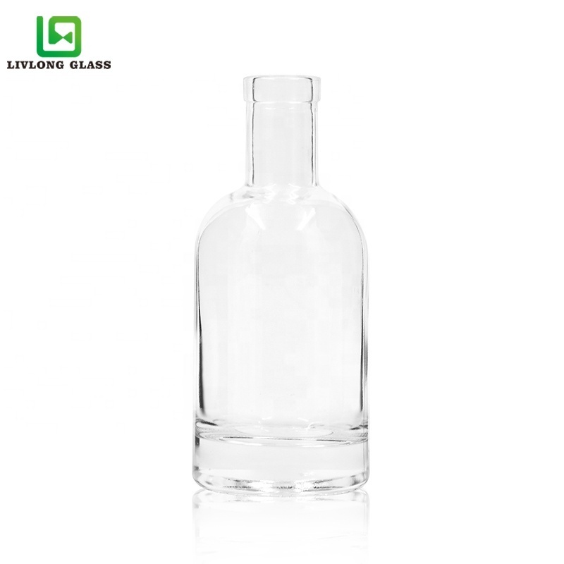 100ml 200ml 375ml 500ml 750ml 1000ml clear round empty flint glass liquor wine Whisky Vodka tequila bottle with sealed cork lid