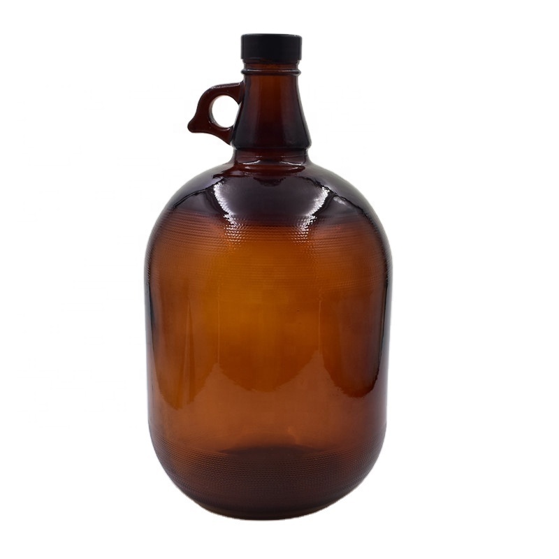 Gallon Jug 1 2 8oz brown Big Bottle 4 Capacity Growler Wine Cap Handle 1 gallon glass jars cold brew beer container for drinks