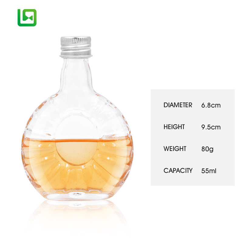 50ml  Mini Small Sample Alcohol Juice Drinks Glass Wine Liquor Bottle with Screw Cap