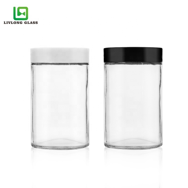 1 oz 2 oz 3 oz 4 oz 6 oz 8 oz 16 oz clear round leaf flower child proof glass jars with matte child resistant lids caps