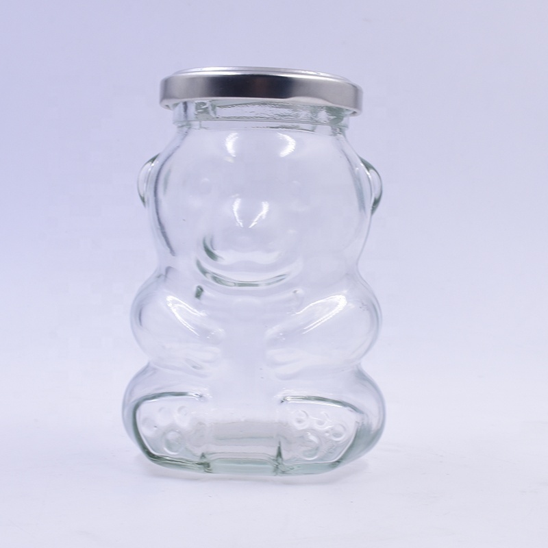 unique lovely animal packaging120ml 180ml 250ml empty teddy bear glass jar for wedding honey jam jelly pickle 4oz 6oz 8oz bottle