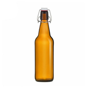 cheap 500ml amber beer glass bottle oil sauce cold pressed beverage juice glass bottle with swing top 16oz