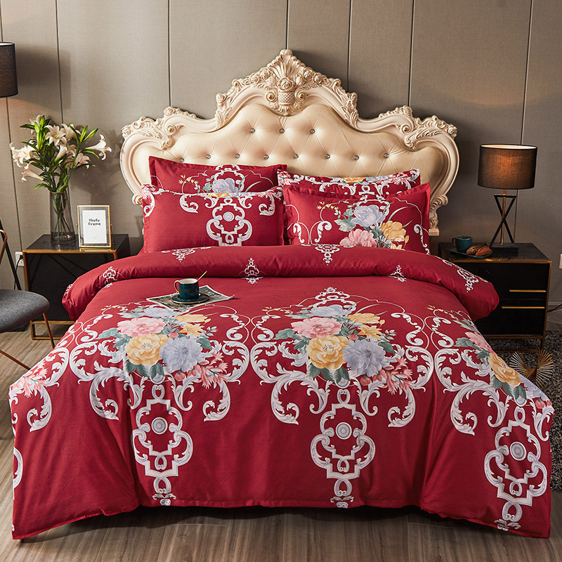 Fashion Burgundy Stitchinig Embroidery Quilts China Microfiber Bedspread Set Comforter Sets 3pcs Quilt Colcha Coverlets Bedding