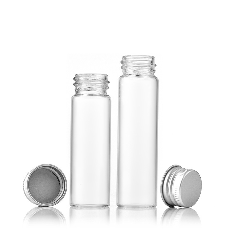 Wholesale 80mm 100mm empty pre glass tube storage test tube smell proof container with metal/plastic lids