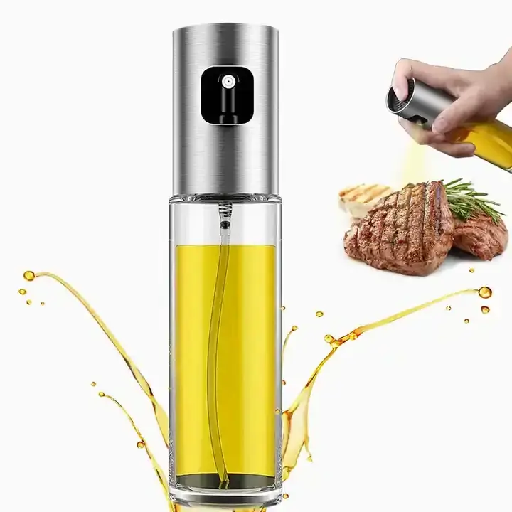 Kitchen Push Type Stainless Steel Spray Olive Oil Spray Bottle Pot Grill BBQ Sprayer Oil Dispenser Gravy Boats Tools For Cooking